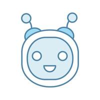 Chatbot color icon. Talkbot. Modern robot. Round head laughing chat bot. Virtual assistant. Conversational agent. Isolated vector illustration