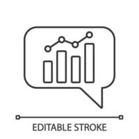 Chatbot graph linear icon. Thin line illustration. Chat bot diagram and analytics. Virtual assistant. Trading bot. Contour symbol. Vector isolated outline drawing. Editable stroke