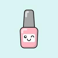 Fashion, beauty, make up, cosmetics, fashion thing patch, badge, sticker. Cute cartoon nail polish icon in kawaii style. Vector asian japanese isolated illustration