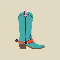 Wild west element in modern style flat, line style. Hand drawn vector illustration of old western cowboy boot  fashion style, cartoon design. Cowboy patch, badge, emblem.