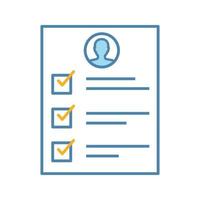 Service quality control survey color icon. Feedback and review. User, customer, questionnaire. Checklist. Resume, CV. Customer feedback questions. Personal information. Isolated vector illustration