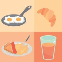 conjunto de comida desayuno vector