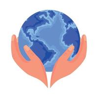 hands holds earth vector