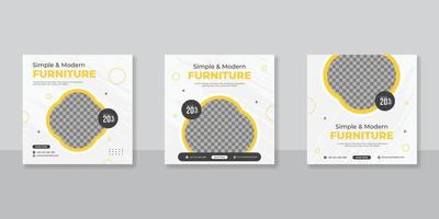 Modern furniture sale banner for  social media post template vector