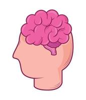 profile head and brain vector