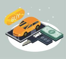 mobile application buy car vector