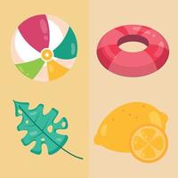 summer beach icons vector