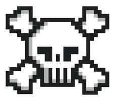 pixel skull icon vector