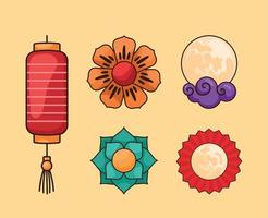 five chinese moon festival icons vector