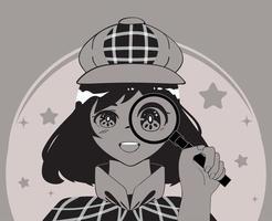 detective anime girl vector