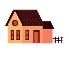 orange house with fence vector