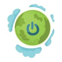 earth planet with power button vector