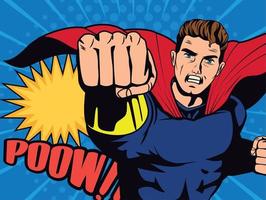 superhero punching pop art vector