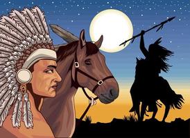 noche de nativos y caballos