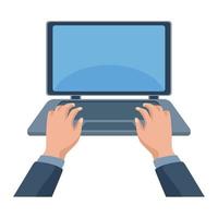 hands using laptop computer portable vector