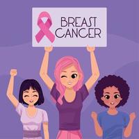 breast cancer lettering poster vector