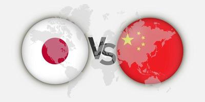 China vs Japan flags concept. Vector Illustration.