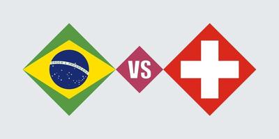 Brazil vs Switzerland flag concept. Vector illustration.