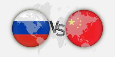concepto de banderas de china vs rusia. ilustración vectorial vector