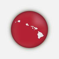 Hawaii state circle map with shadow vector