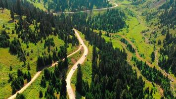 conducción del vehículo en la carretera en la pintoresca carretera de las montañas en la región del cáucaso guria por el pueblo de bakhmaro en verano. viaje por carretera explorar georgia video