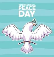 peace day lettering with dove vector