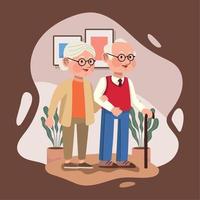 pareja de ancianos en la casa vector