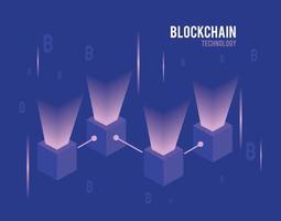 luces en el fondo de la tecnología blockchain vector