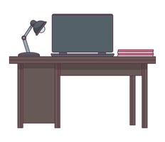 computadora portátil en el lugar de trabajo de escritorio vector