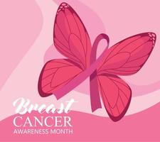 tarjeta de letras de concientización sobre el cáncer de mama vector