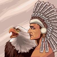 male native with eagle vector