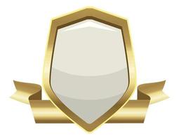 golden shield and ribbon vector