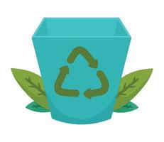 waste bin with leafs vector