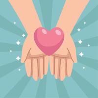 hands lifting heart scene vector