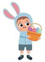 boy carrying easter basket vector