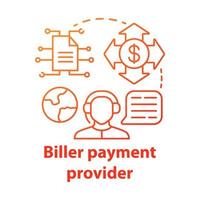 Biller payment provider concept icon. Billing idea thin line illustration. Invoice providing. E-payment for services. Financial customer service. Vector isolated outline drawing. Editable stroke