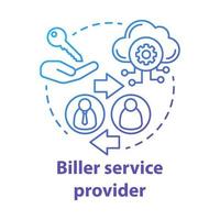 iller service provider concept icon. Billing idea thin line illustration. Services provision. E-payment for services. Vector isolated outline drawing. Invoice providing. Editable stroke