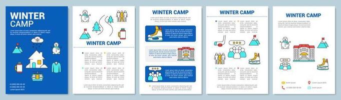 Winter, snowy mountains resort brochure template layout. Flyer, booklet, leaflet print design with linear illustrations. Vector page layouts for magazines, annual reports, advertising posters..