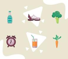 six health day icons vector