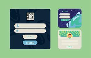 three access login templates vector