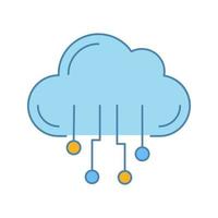 Cloud computing color icon. Data cloud. Cloud network. Big data. Database. Artificial intelligence. Isolated vector illustration