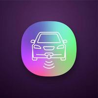 Smart car app icon. NFC auto. Intelligent vehicle. UIUX interface. Web or mobile application. Self driving automobile. Autonomous car. Driverless vehicle. Vector isolated illustration