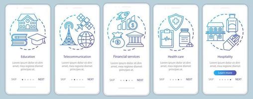 Social services onboarding mobile app page screen vector template. Informational services. Walkthrough website steps with linear illustrations. UX, UI, GUI smartphone interface concept..