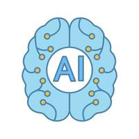 Artificial intelligence color icon. Digital brain. Neurotechnology. AI. Isolated vector illustration
