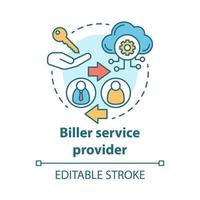 Biller service provider concept icon. Billing idea thin line illustration. Services provision. Invoice providing. E-payment for services. Vector isolated outline drawing. Editable stroke