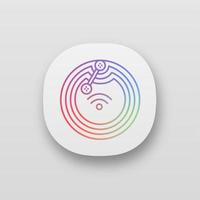 NFC microchip app icon. Near field communication. RFID transponder. UIUX user interface. NFC tag. Contactless technology. Web or mobile application. Vector isolated illustration