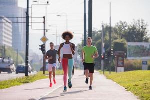 multiethnic group of people on the jogging photo