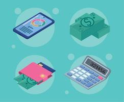 four budget management icons vector