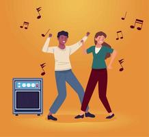 couple dancing with speaker vector