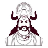 ravana rey de los demonios monocromo vector